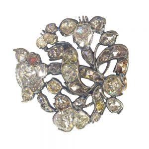17th Century Baroque Antique Rose Cut Diamond Brooch, Circa 1680