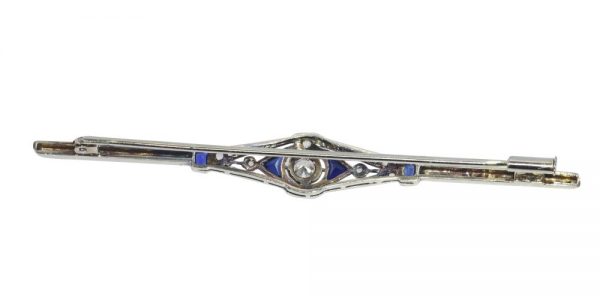 Art Deco Sapphire and Diamond Bar Brooch