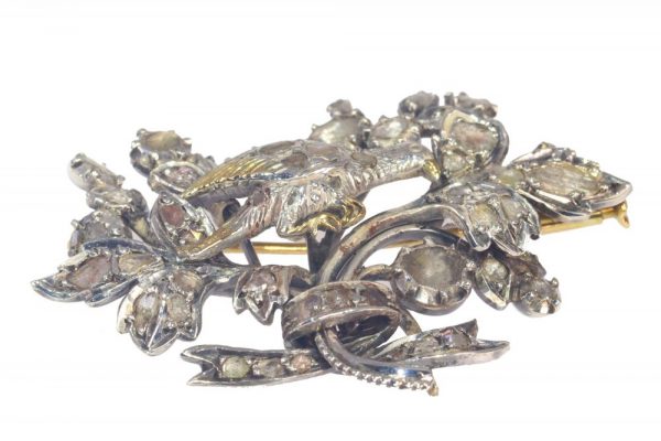 Antique Victorian Rose Cut Diamond Spray Brooch