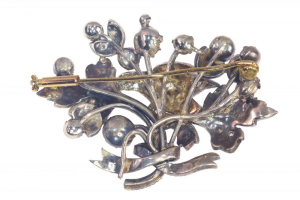 Antique Diamond Spray Brooch silver 18ct gold