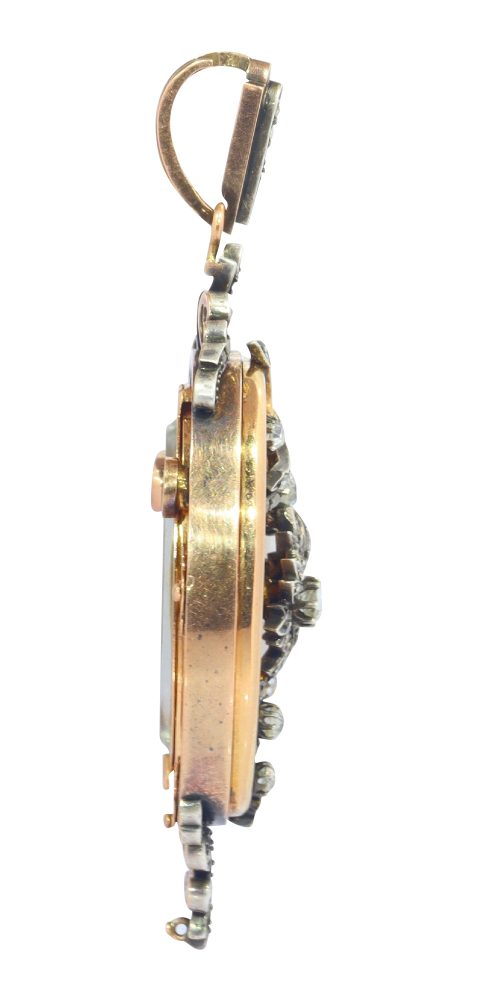 Victorian Antique Diamond Set 18ct Gold Locket Pendant Brooch