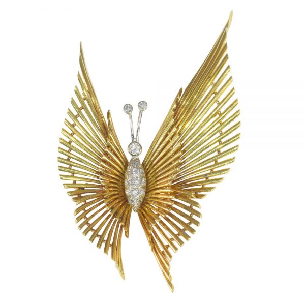 Vintage Diamond Set Butterfly Brooch