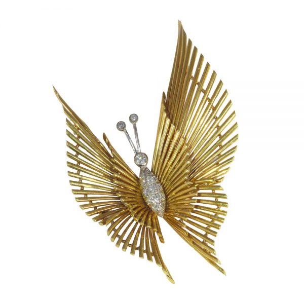Vintage Diamond Set Butterfly Brooch