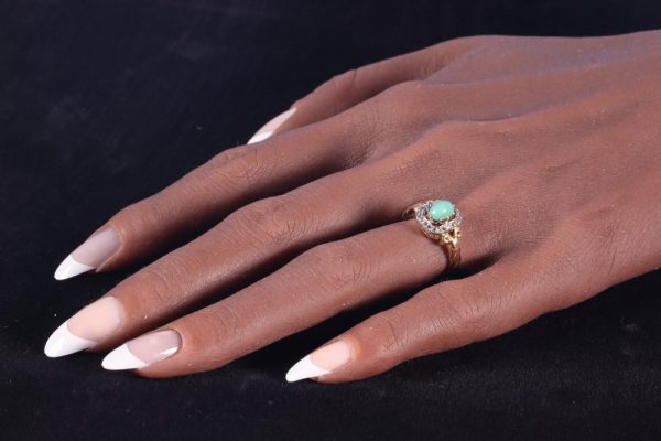 Victorian Antique Turquoise and Diamond Ring
