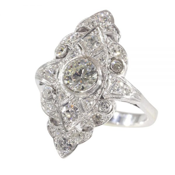 Vintage 1.20ct Diamond Navette Cluster Ring