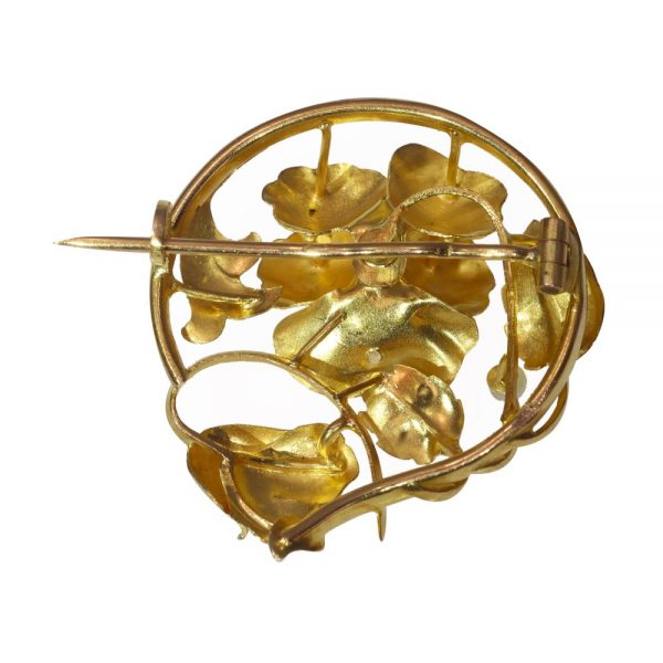Antique Art Nouveau Floral Pearl Brooch