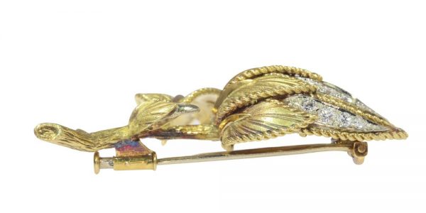 Vintage Diamond Set Flower Brooch