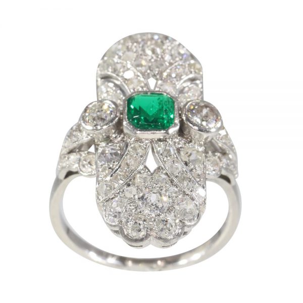 Emerald side deco ring
