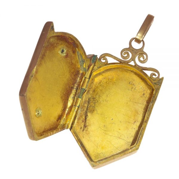 Antique Victorian Enamel Butterfly and Flowers Pendant Locket