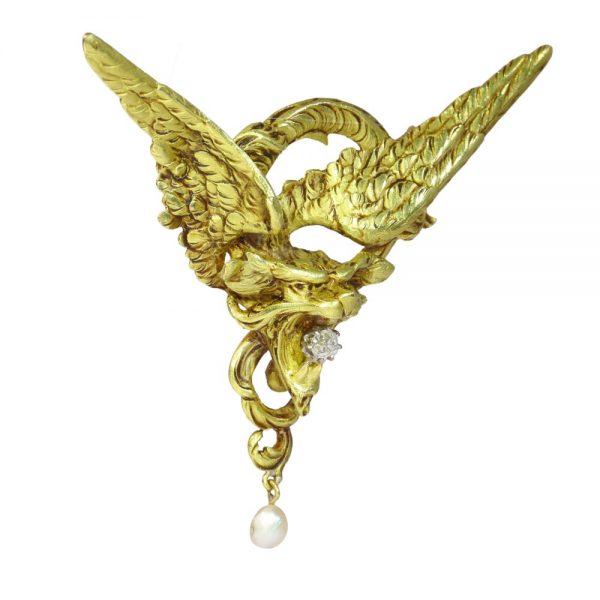 Antique French Griffin Brooch Pendant