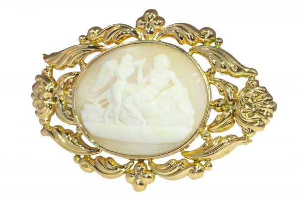 Antique Bacchus and Cupid Cameo Brooch
