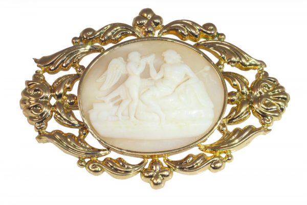 Antique Bacchus and Cupid Cameo Brooch