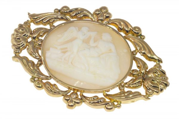 Antique Bacchus and Cupid Cameo Brooch