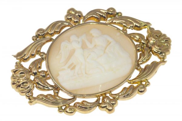 Antique Bacchus and Cupid Cameo Brooch