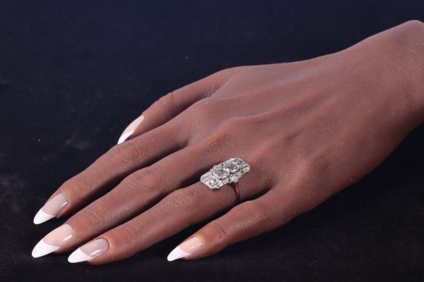 Art Deco Antique 2.70ct Diamond Plaque Ring