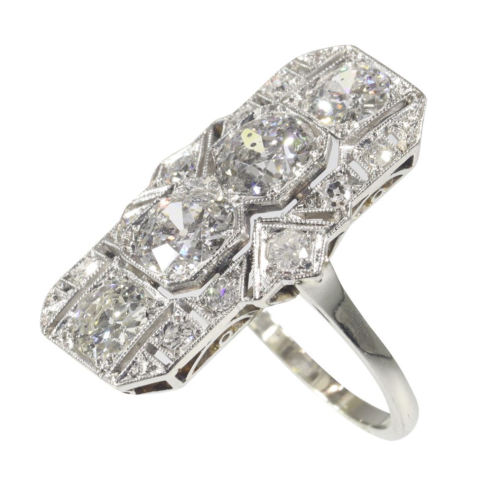 Art Deco Antique 2.70ct Diamond Plaque Ring