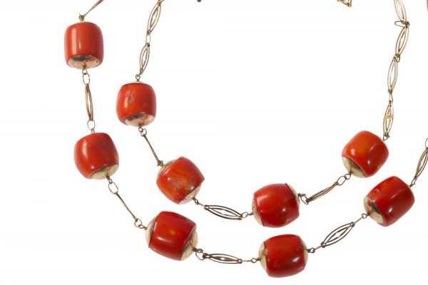 Antique Coral and Gold Double Row Necklace