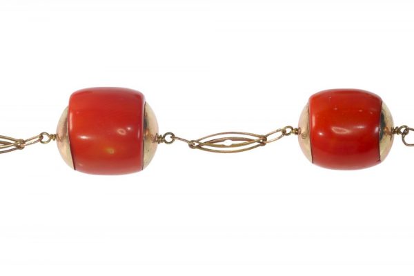Antique Coral and Gold Double Row Necklace