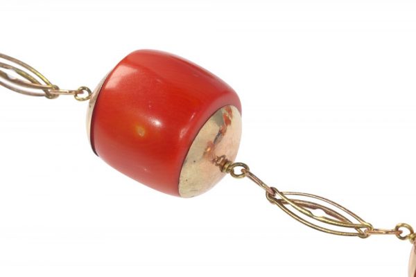 Antique Coral and Gold Double Row Necklace