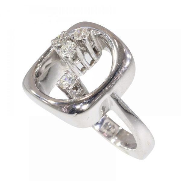Vintage Diamond Set Square Ring