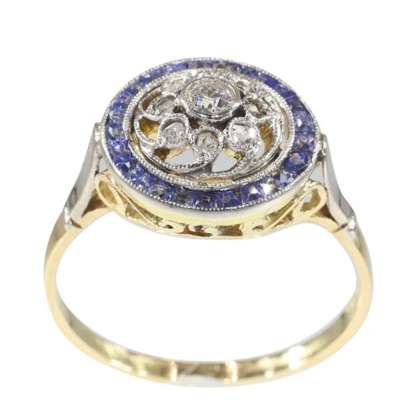 Vintage Diamond and Sapphire Target Ring