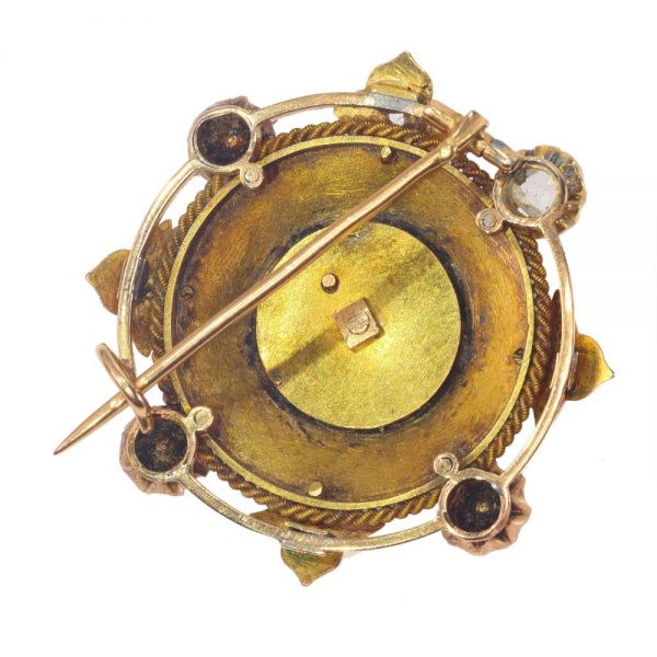 Antique Victorian Rose Cut Diamond Brooch