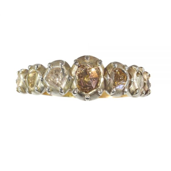 Victorian diamond ring in gold and silver.