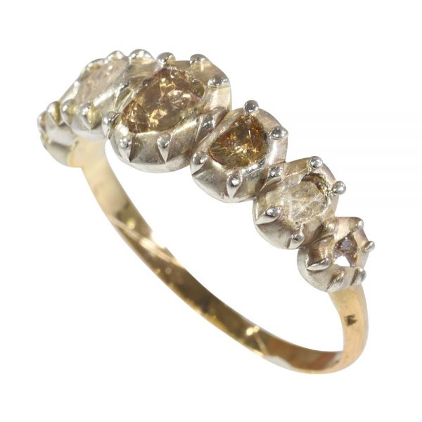 Victorian diamond ring in gold and silver.