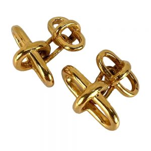 French 18ct Yellow Gold Marine Chain Link Cufflinks