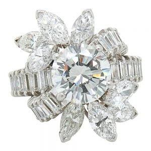 Vintage 2.2ct Diamond Floral Cluster Cocktail Ring in Platinum