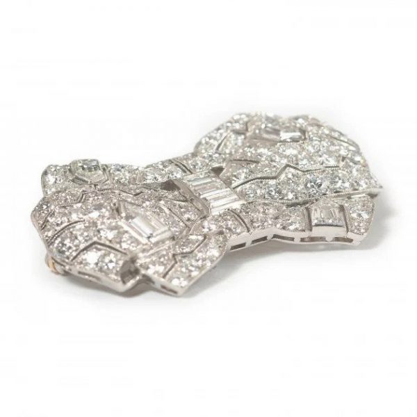 Art Deco Tiffany and Co 6.5ct Diamond Bow Brooch in Platinum