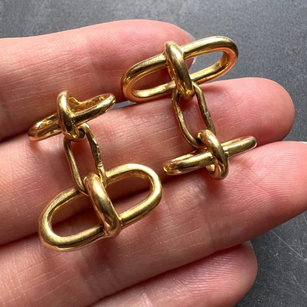 French 18ct Yellow Gold Marine Chain Link Cufflinks