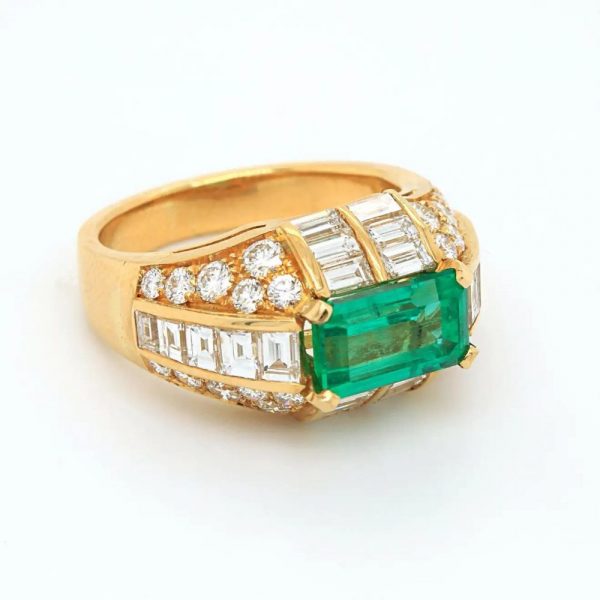 Bulgari Trombina Colombian Emerald and Diamond Ring
