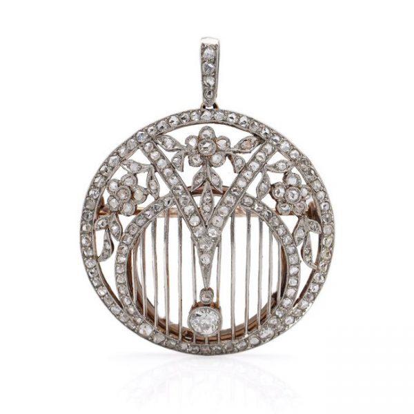 Antique Belle Epoque 2ct Old Cut Diamond Pendant come Brooch; stunning openwork floral design set with 2cts of rose-cut and old European-cut diamonds