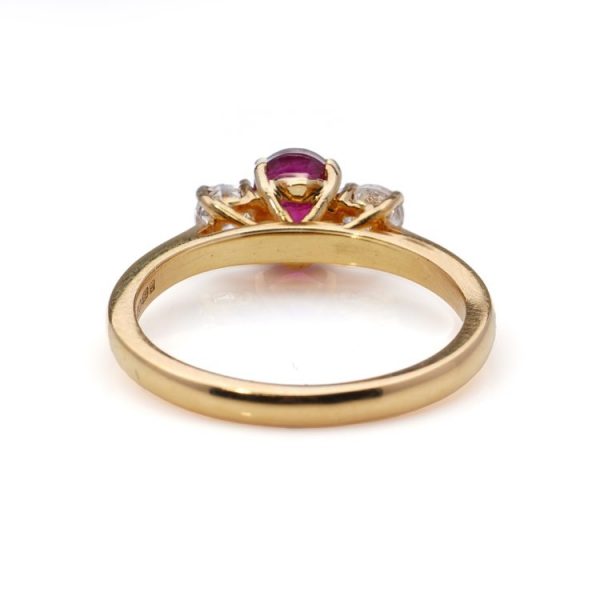 1ct Ruby and Diamond Trilogy Ring in 18ct Yellow Gold