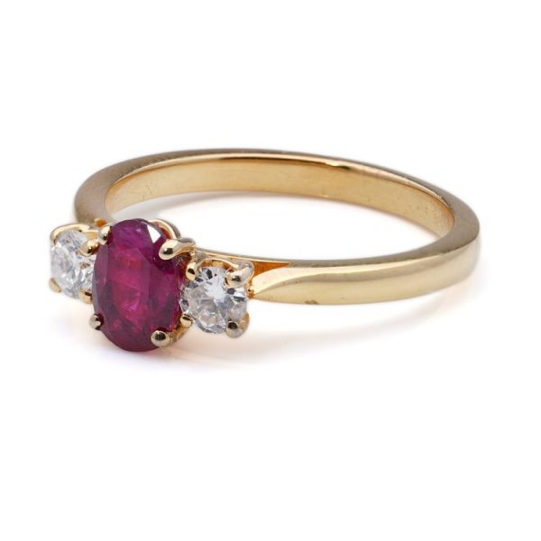 1ct Ruby and Diamond Trilogy Ring in 18ct Yellow Gold