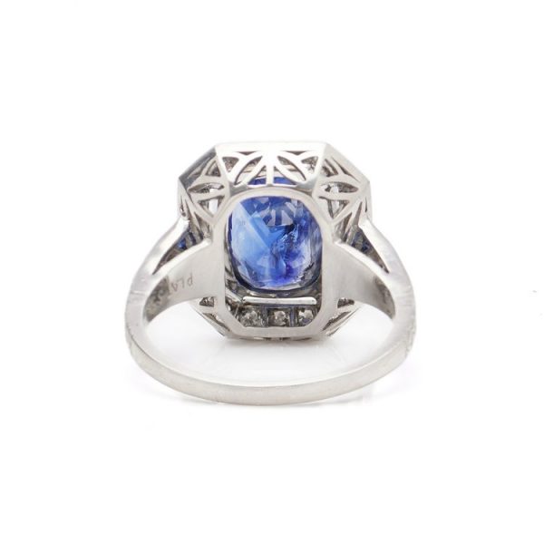 5.10ct Sapphire and Diamond Cluster Ring in Platinum