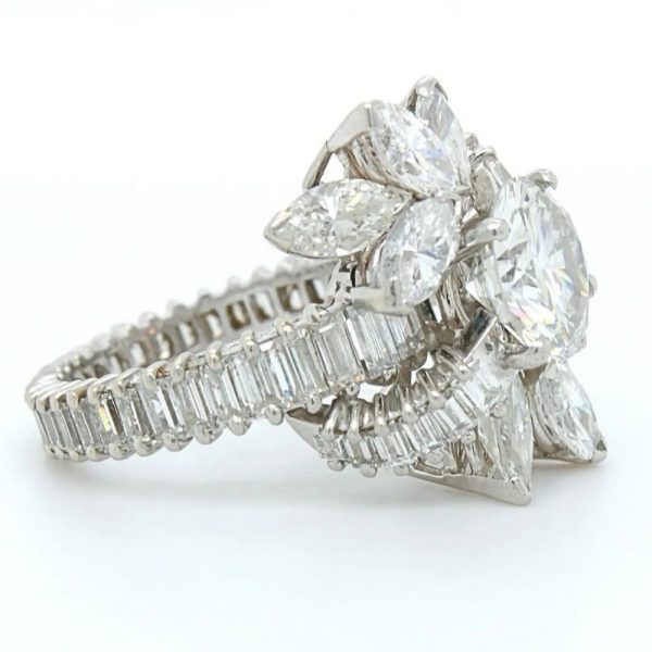 Vintage 2.2ct Diamond Floral Cluster Cocktail Ring in Platinum