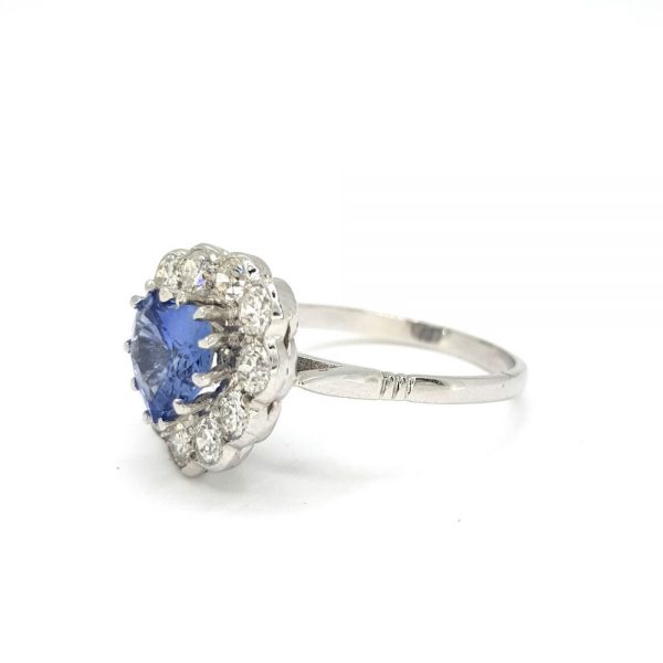 Vintage Sapphire and Diamond Heart Cluster Ring