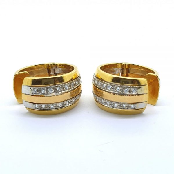 Diamond Set 18ct Yellow Gold Hoop Earrings