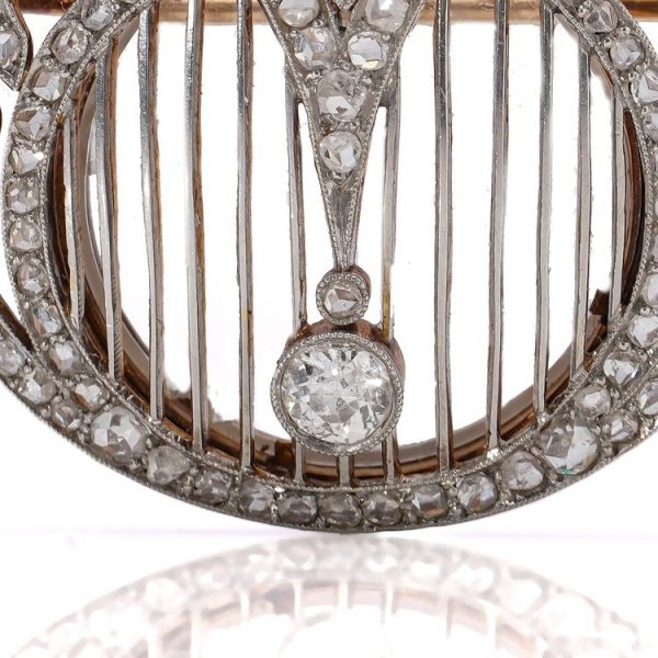 Antique Belle Epoque 2ct Old Cut Diamond Pendant come Brooch