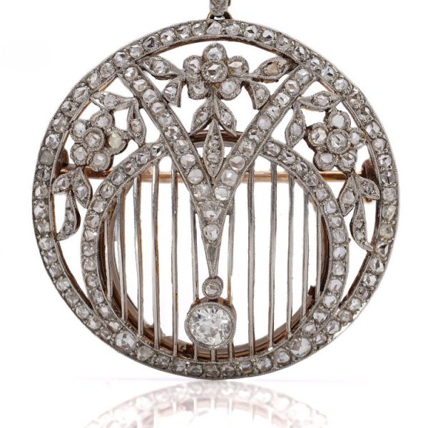 Antique Belle Epoque 2ct Old Cut Diamond Pendant come Brooch