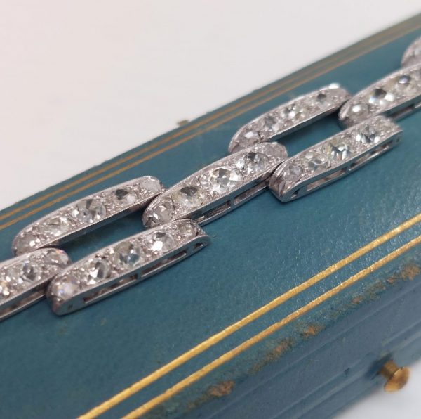 Antique Art Deco 8cts Old Mine Cut Diamond Bracelet