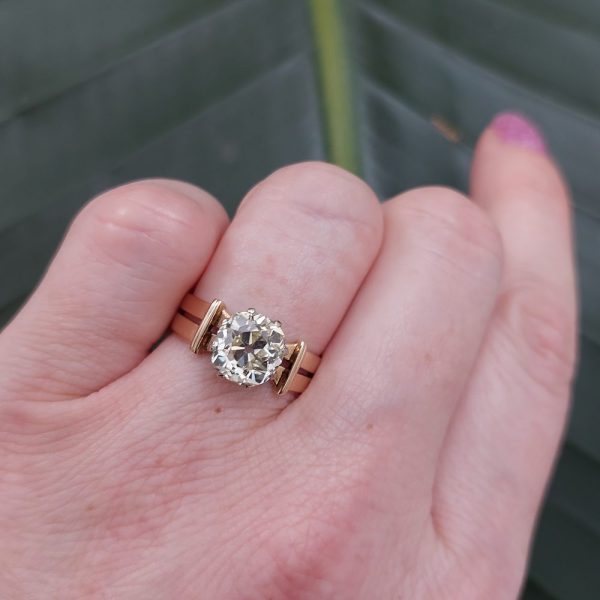 Antique Victorian 2.67ct Old Mine Cut Solitaire Ring