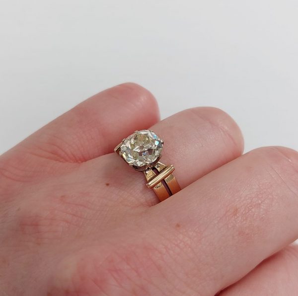 Antique Victorian 2.67ct Old Mine Cut Solitaire Ring