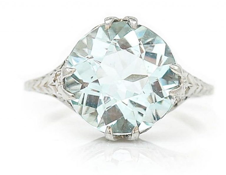 Antique Art Deco Edwardian Aquamarine Ring