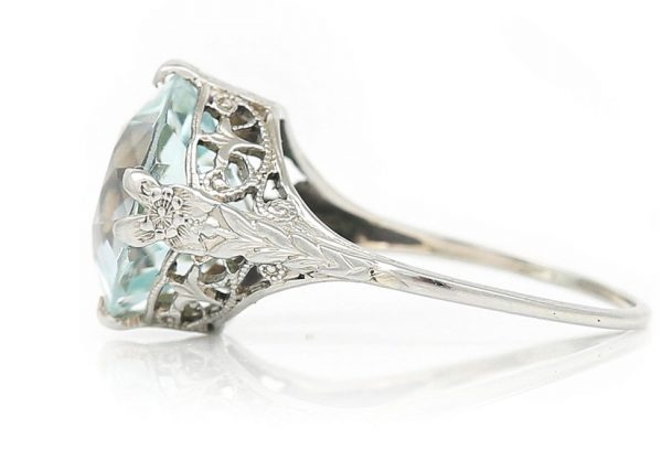 Antique aquamarine ring side