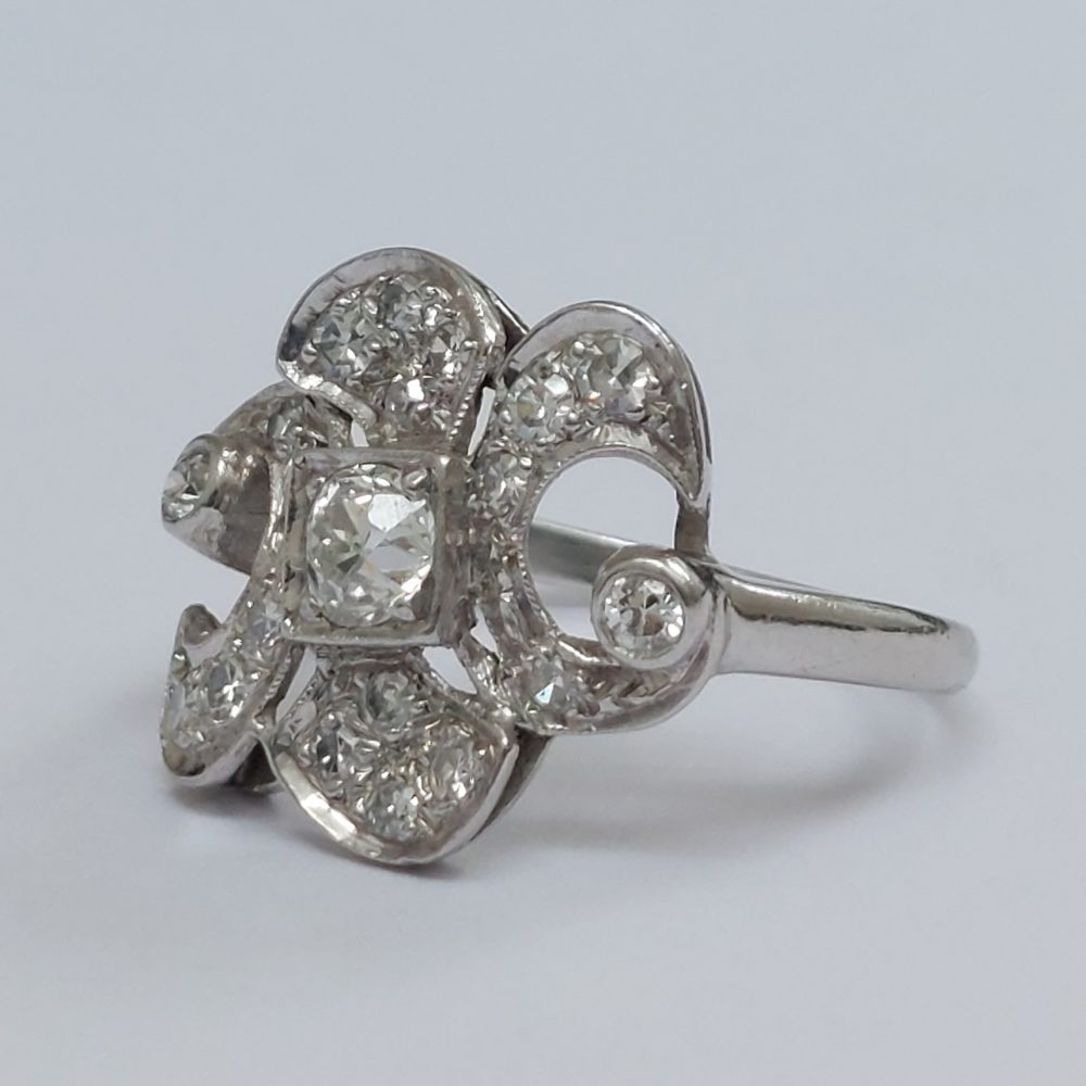 Art Deco Antique Fleur de Lys Diamond Ring - Jewellery Discovery