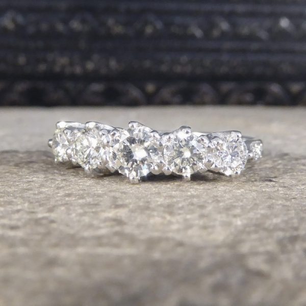 Contemporary 1.20ct Diamond Five Stone Ring with Diamond Shoulders
