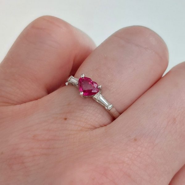 Heart shape ruby engagement ring